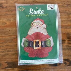 Beistle Creation Santa Art Tissue Centerpiece Opens Full Round 1983 10 inches